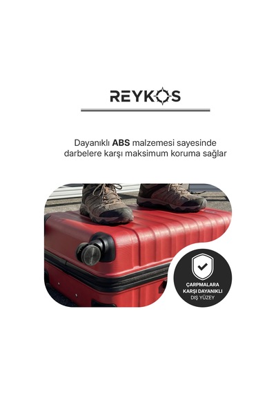 Reykos Rey-way Kırmızı Unisex 3 Lü Valiz Seti Büyük-orta-kabin