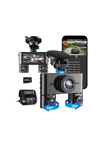 Joyecar 360 Araç İçi Kamera, 4 Kanallı Dörtlü Kamera
