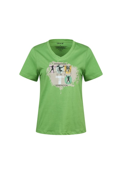 2as Alone Baskılı V Yaka Kadın T-shirt 403 Yeşil