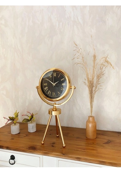 Gold Metal Mini Tripod Sade Masa Saati 45 26 Cm Çok Renkli