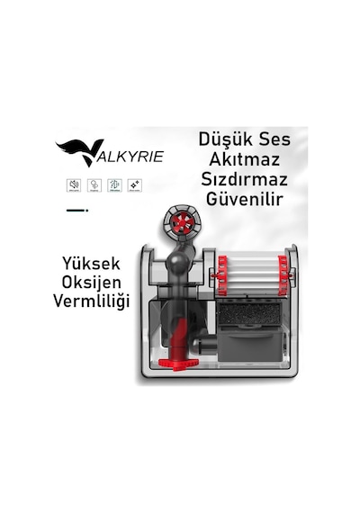 Valkyrie Askılı Akvaryum Şelale Filtre 5w 350 L/h Ayarlanabilir Debi Yüzey Temizleyici