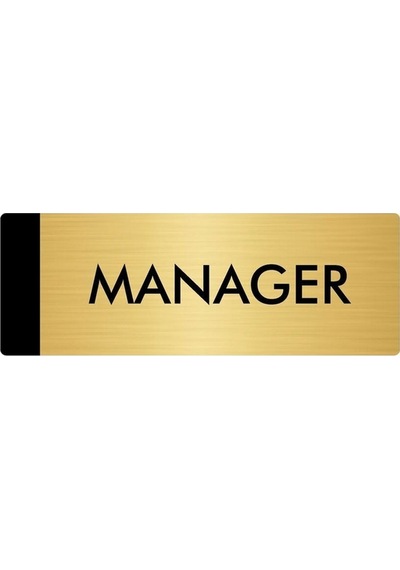 Metal Yönlendirme Levhası, Departman Kapı Isimliği Manager 10x20 Cm Altın Renk
