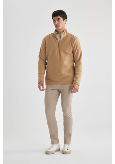 Defacto Regular Fit Yarım Fermuarlı Sweatshirt B7846axnsbg749 Bej
