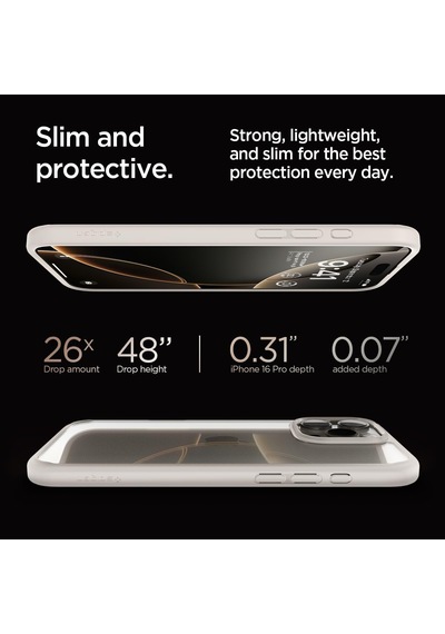 İphone 16 Pro İle Uyumlu Kılıf Ultra Hybrid Natural Titanium - Acs08127