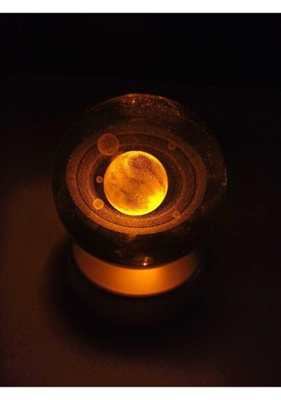 Kişiye Özel Galaksi Gezegen Işıklı 6 Cm Çapında Cam Kristal Küre