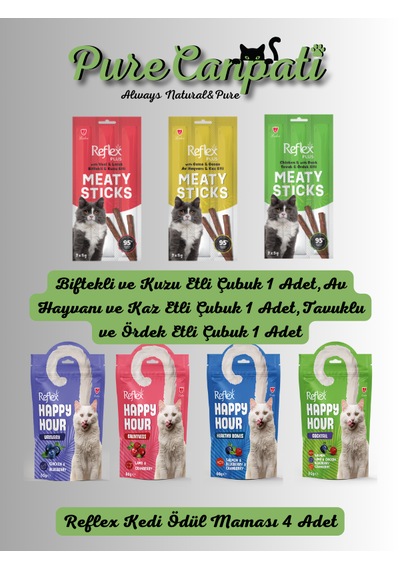 Purecanpati 3 Çeşit Kedi Stick Ödülü + 4 Çeşit Kedi Ödül Maması