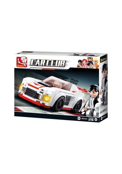 Beyaz Renkli Yarış Arabası - Sluban Car Club Seti