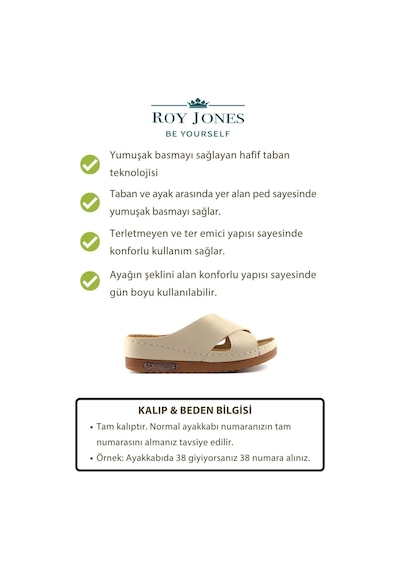 Roy Jones 3029 Ortopedik Comfort Günlük Topuklu Kadın Terlik 167800000334 14 Bej Bej