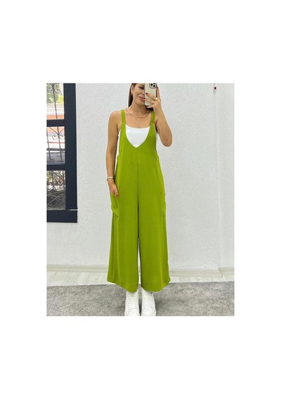 Rouge Basıc Ayrobin Kumaş Tulum Olive