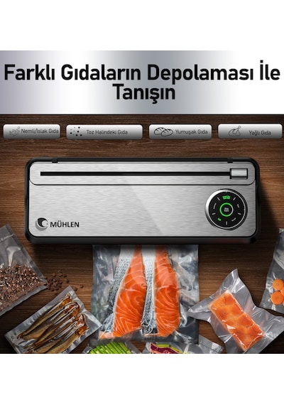 Mühlen Tam Otomatik Robotik Ev Gıda Vakum Makinesi V77 + Poşetli