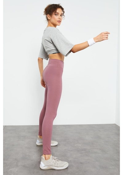 Tommylife Gül Kurusu Yüksek Bel Toparlayıcı Slim Fit Dar Paça Kadın Tayt - 94011 Gülkurusu