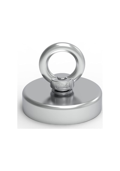 Süper Güçlü 48mm Çapında Fishing Magnet Halkalı Neodyum Pot Mıknatıs , Kanca Kurtarma Mıknatısı