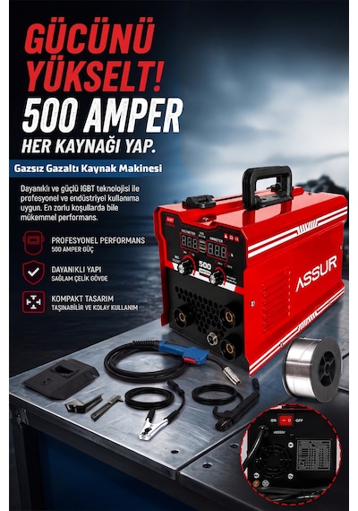 500 Amper 3'ü 1 Arada Gazsız Gazaltı Mıg/mma/tıg Lift İnverter Kaynak Makinesi 220v Dijital Ekranlı-3196