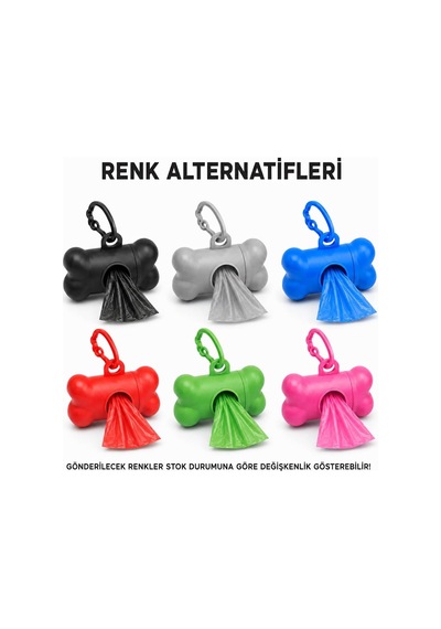 Köpek Kaka Poşeti 6 Rulo + Askılı Dispenser Kılıf, Köpek Dışkı Poşeti, Kaka Torbası, Dışkı Torbası, Poşetlik, Evcil Hayvan Yürüyüş Temizlik Aksesuarı, Karışık Renk