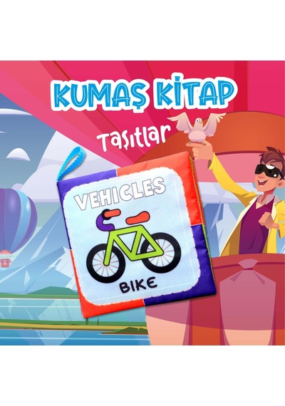 Tox İngilizce Taşıtlar Kumaş Sessiz Kitap E132 - Bez Kitap , Eğitici Oyuncak , Yumuşak Ve Hışırtılı