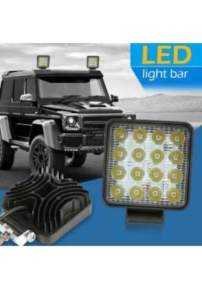 16 Ledli Off Road Çalışma Lambası Kare 12v-24v (2 Adet)