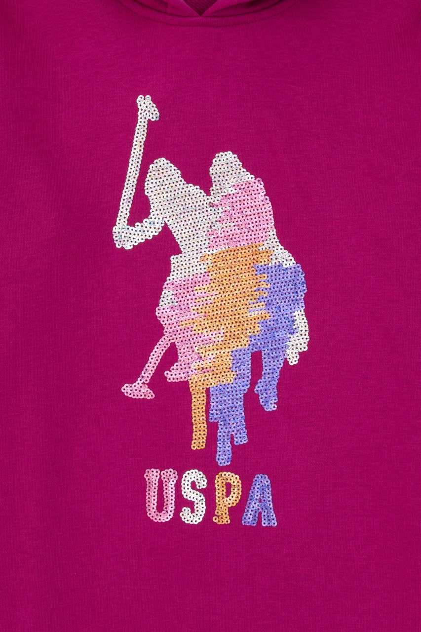 U.S. Polo Assn. Kız Çocuk Fuşya Kapüşonlu Örme Elbise 50318811-VR023