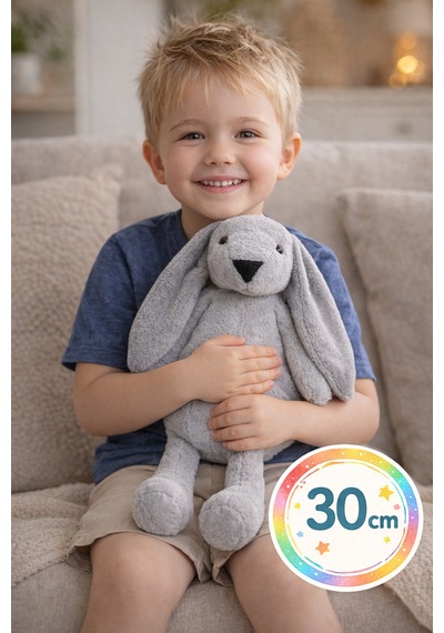 30 Cm Uzun Kulaklı Gri Peluş Tavşan Yumuşak Uyku Arkadaşı, Bebek Ve Çocuk Oyuncağı