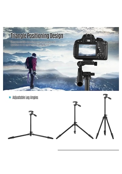 T02 Profesyonel Tripod Çok Fonksiyonlu 360 Döner Başlık Alüminyum Gövde 154 Cm Taşıma Çantalı 1 ADET