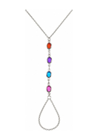 Gümüş Renk Oval Zirkon Taş Çelik Şahmeran - 3895 Çok Renkli