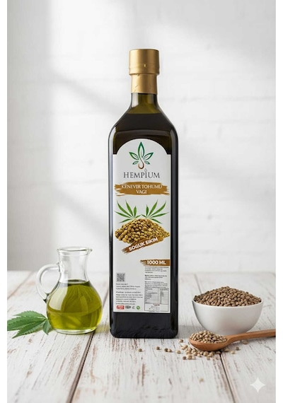 Hempiumlife Soğuk Sıkım Kenevir Tohumu Yağı Yüksek Omega 3-6-9 Vegan Cilt Ve Saç Bakım Yağı