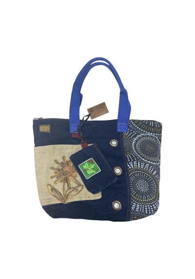 Vintage Salaş Çok Renkli Orta Boy Günlük Seyahat Gezi Omuz Çantası 36cmx34cm Bej