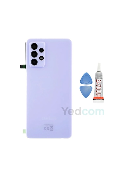Samsung A72 Mor Arka Cam Batarya Pil Kapağı Telefon Arka Kapak Yapışkan Beraber