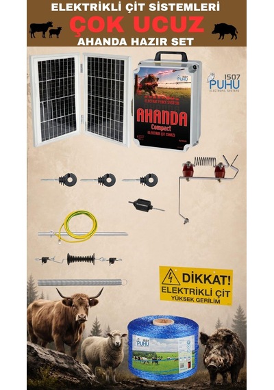 Puhu Ahanda Compact Çit Cihazı Hazır Kurulum Seti 15000 Volt Cihazlı
