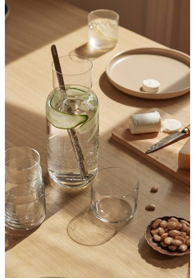 Aarke Glassware Set Kristal Karaf Ve 4 Lü Bardak Seti Meşrubat Bardakları Beyaz