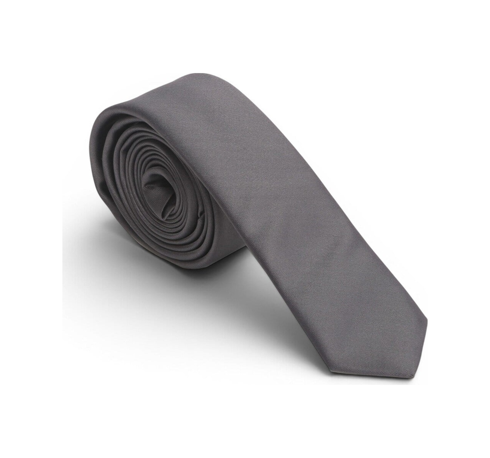 Dwoy Erkek Koyu Gri Saten Kravat 4 Cm Klasik Düz-745