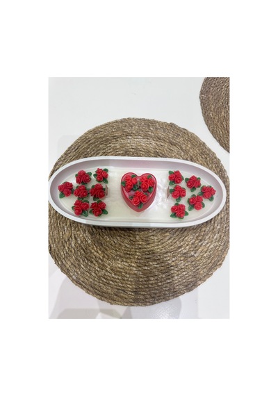 Sevgililer Günü Mum 30x15 Cm Tabak Kırmızı