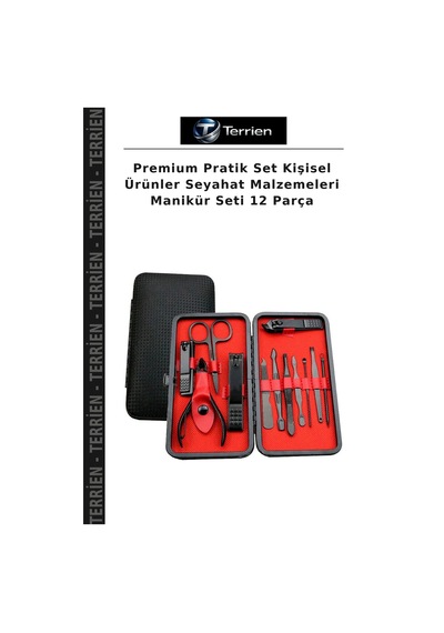 Premium Pratik Set Kişisel Ürünler Seyahat Malzemeleri Manikür Seti 12 Parça