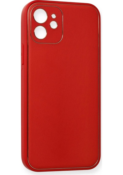 Newface Apple iPhone Uyumlu 12 Mini Kılıf Coco Deri Silikon Kapak Glblseme - 35 - Kırmızı
