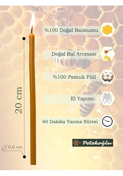 Adet Mum Dilek Mumu Doğal Petek Ince Uzun Parti Nişan Düğün Ritüel Doğum Günü Mum Diğer