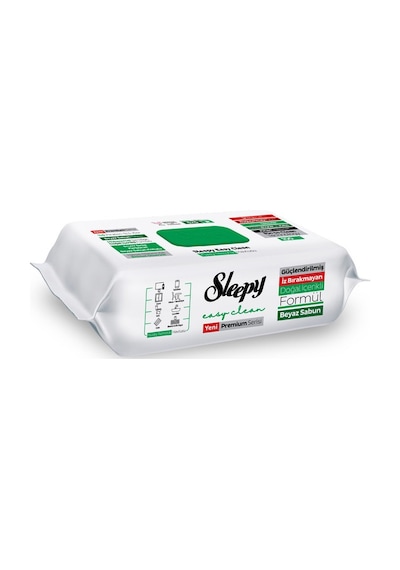 Sleepy Easy Clean Premium Beyaz Sabun Katkılı Yüzey Temizlik Havlusu Mendili 100 Yaprak