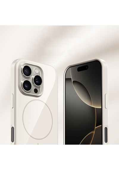 Apple Uyumlu iPhone 16 Pro Max Kılıf Magsafe Şarj Özellikli Wlons Frego Kapak Krem