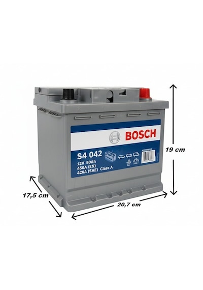 Bosch S4 042 12 V 50 Ah Amper 450 A En Akü