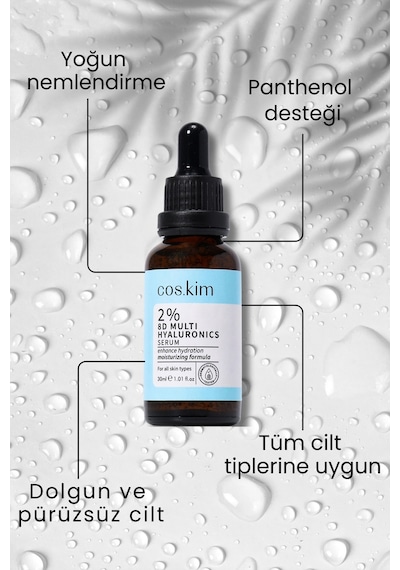 8 Çeşit Hyaluronik Içeren Nemlendirici Cilt Bakım Serumu 2% 8d Multi Hyaluronics Serum 30 Ml