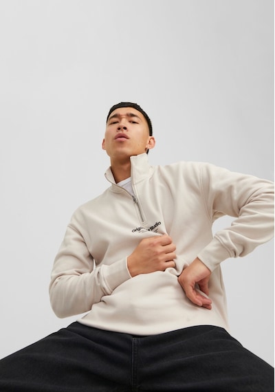 Jack & Jones Dik Yaka Yarım Fermuarlı Sweatshirt - Vesterbro 12241777 Moonbeam Yeşil