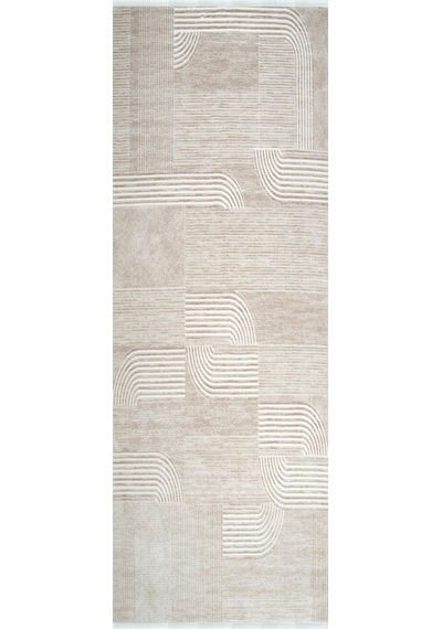Sembol 2910 Bej Modern Geometrik Akrilik Koridor Halısı