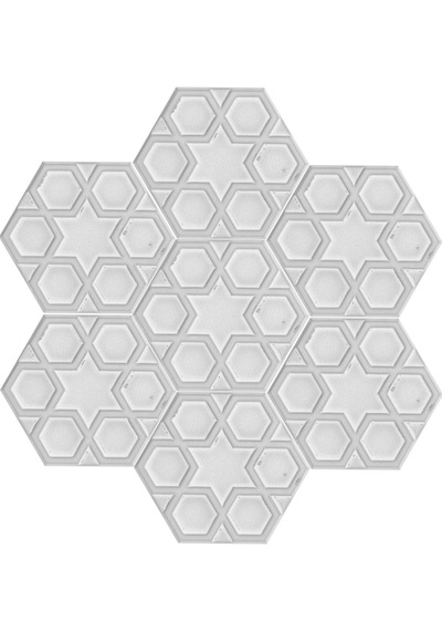 Armada Çini 15x17 Cm Rölyefli Yıldız Beyaz Altıgen Çini Karo