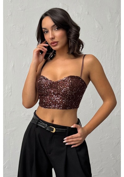Verymoda Pulpayet Abiye Büstüyer - F2063 Koyu Kahve