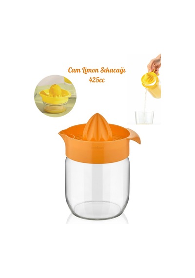 Cam Limon Sıkacağı, Narenciye Sıkacağı, Portakal Sıkacağı Cam Narenciye Sıkacağı 425ml - Turuncu Çam Diğer
