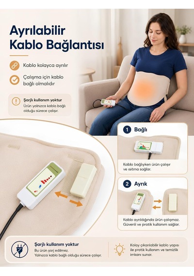 Omak 220v Elektrikli Giyilebilir Bel Ve Karın Isıtıcı Medikal Minder Ev Ofis Bölgesel Isıtma Kemeri Dijital Krem R