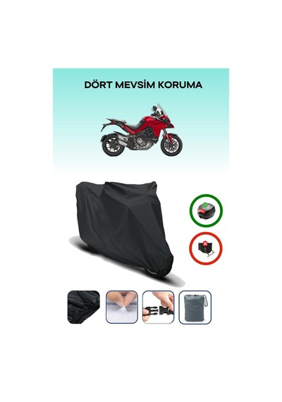 Siyah Arka Çanta Uyumlu Ducati Multistrada 1260 S Uyumlu Motosiklet Brandası Motor Örtüsü