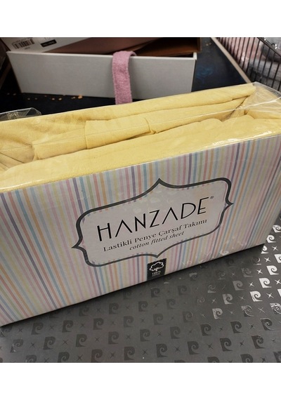 Hanzade %100 Pamuk Penye Lastikli Çift Kişilik Çarşaf Seti 160x200+30 - Sarı Sarı