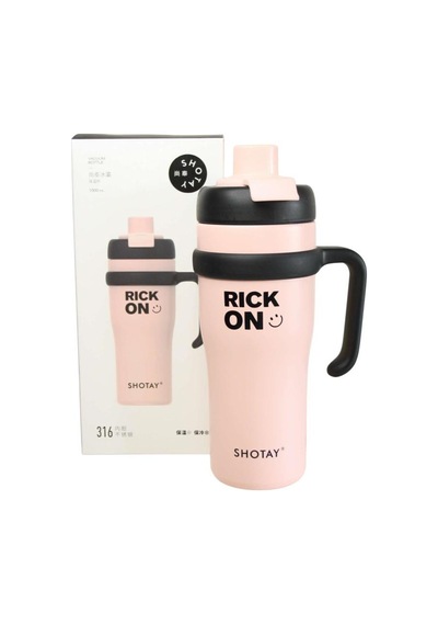 Shotay St-8919 Çift Kullanım Pipetli/rahat İçim Pembe 1000ml Çelik Termos Diğer