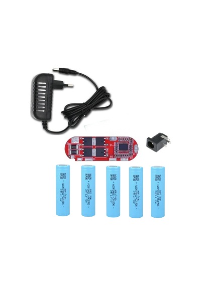 5 Adet Aspilsan Li-ion Pil, 5s 25a Bms, 21 Volt 1 Amper Adaptör Ve 5,5x2,5 Dişi Soket