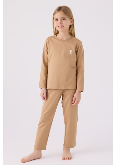 U.s. Polo Assn Kız Çocuk Kahverengi Pijama Takımı Kahverengi