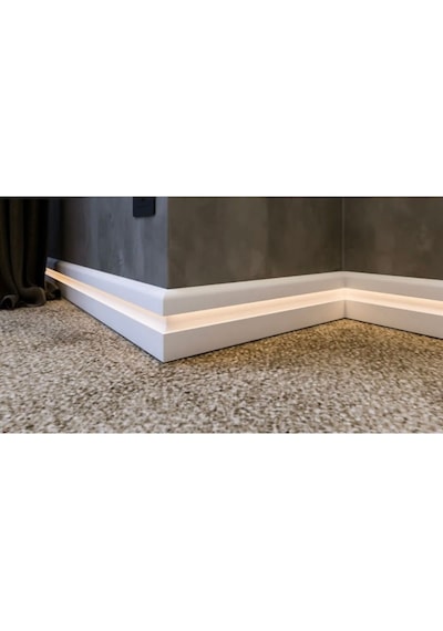 Yalı Serisi Lake Beyaz Led Kanallı Model Ledli 12cm Pvc Süpürgelik